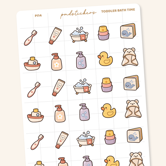 Toddler Bath Time Pocket Icon Stickers | Planner Stickers | PI14
