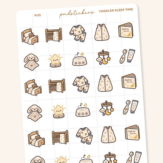 Toddler Sleep Time Pocket Icon Stickers | Planner Stickers | PI15