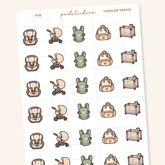 Toddler Travel Pocket Icon Stickers | Planner Stickers | PI16