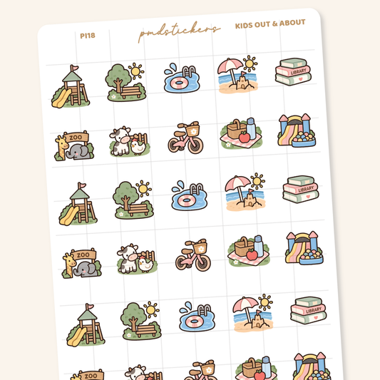 Kids Out & About Pocket Icon Stickers | Planner Stickers | PI18