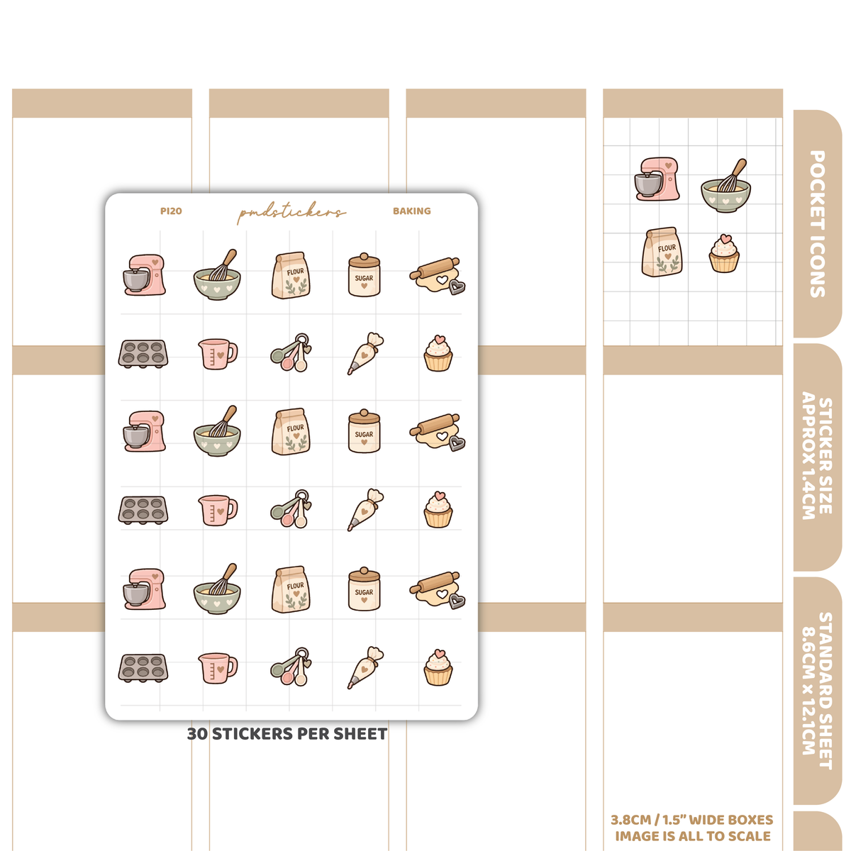 Baking Pocket Icon Stickers | Planner Stickers | PI20