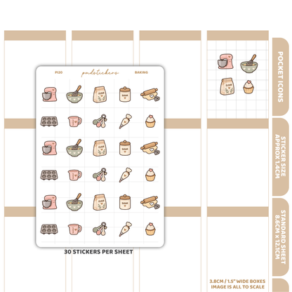 Baking Pocket Icon Stickers | Planner Stickers | PI20