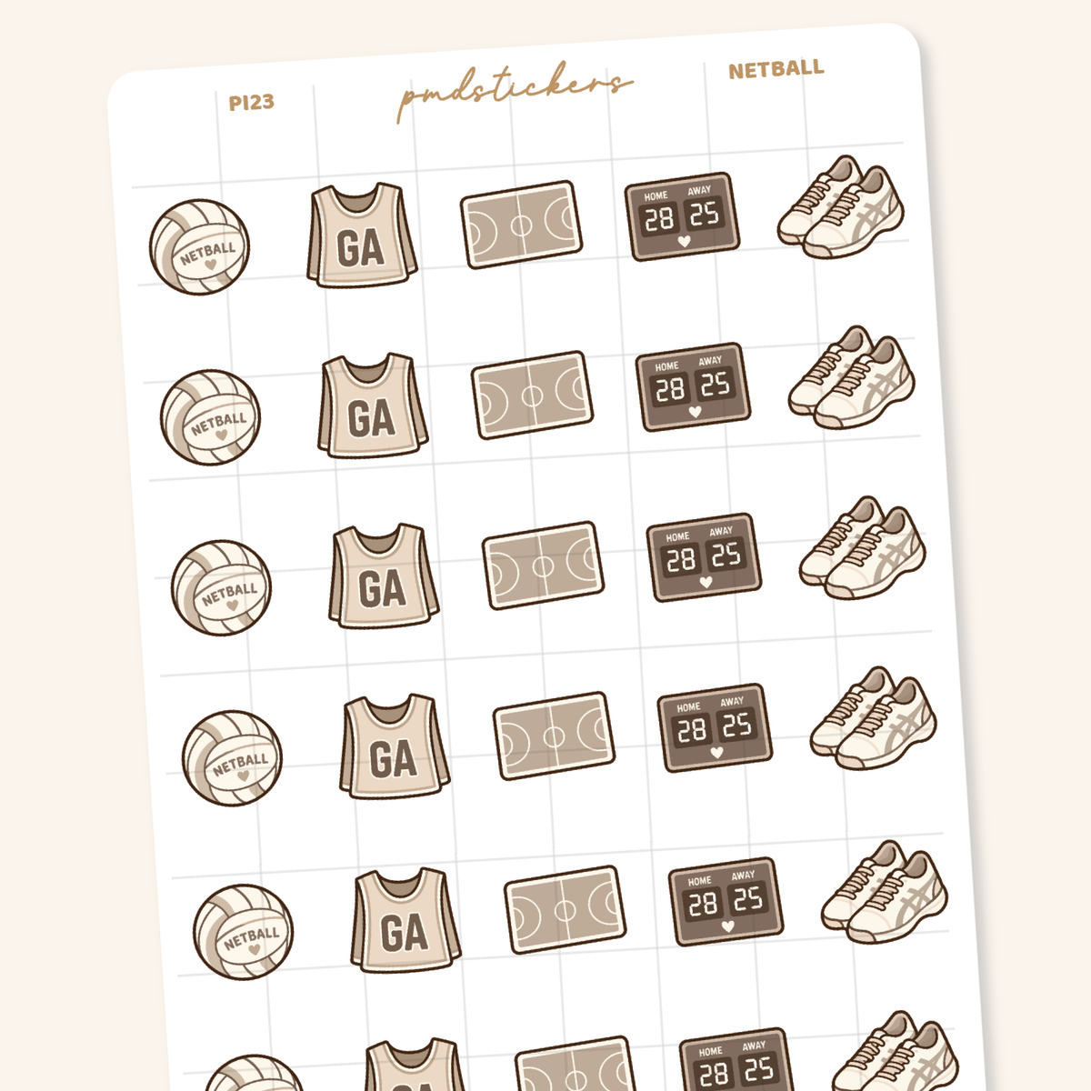 Netball Pocket Icon Stickers | Planner Stickers | PI23