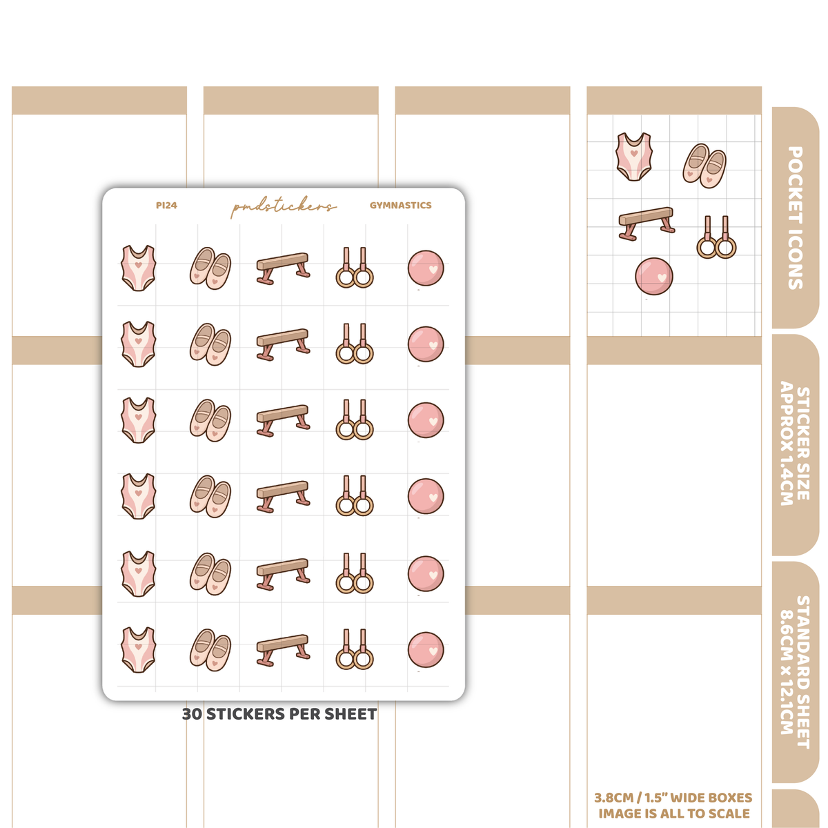 Gymnastics Pocket Icon Stickers | Planner Stickers | PI24