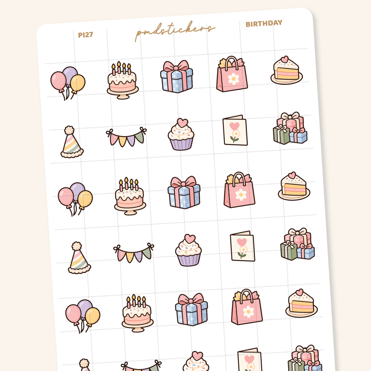 Birthday Pocket Icon Stickers | Planner Stickers | PI27