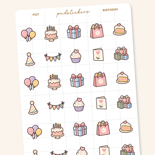 Birthday Pocket Icon Stickers | Planner Stickers | PI27