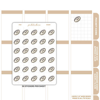 Rugby Pocket Icon Stickers | Planner Stickers | PI30