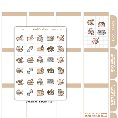 Sensory Play Pocket Icon Stickers | Planner Stickers | PI31