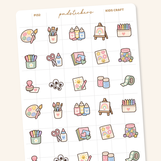 Kids Craft Pocket Icon Stickers | Planner Stickers | PI32