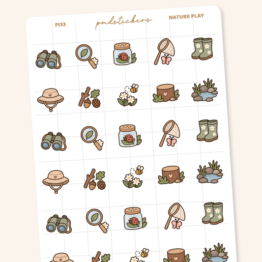 Nature Play Pocket Icon Stickers | Planner Stickers | PI33