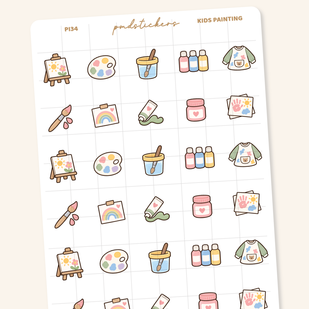 Kids Painting Pocket Icon Stickers | Planner Stickers | PI34