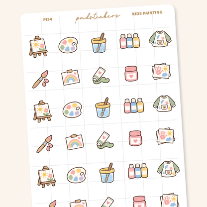 Kids Painting Pocket Icon Stickers | Planner Stickers | PI34