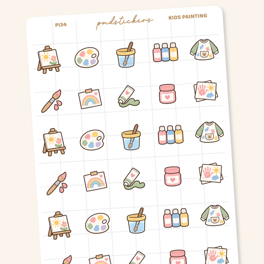 Kids Painting Pocket Icon Stickers | Planner Stickers | PI34