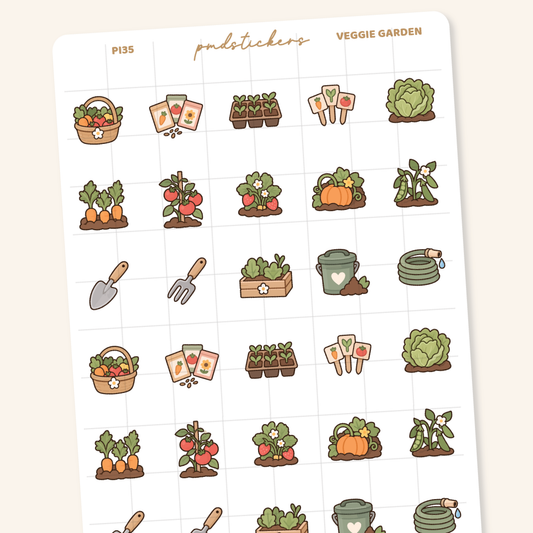 Veggie Garden Pocket Icon Stickers | Planner Stickers | PI35