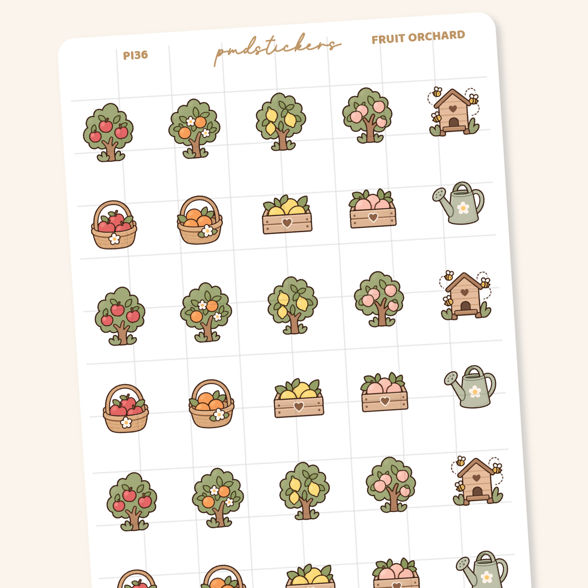 Fruit Orchard Pocket Icon Stickers | Planner Stickers | PI36