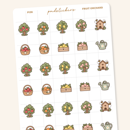 Fruit Orchard Pocket Icon Stickers | Planner Stickers | PI36