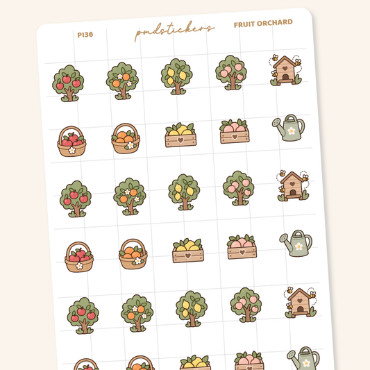 Fruit Orchard Pocket Icon Stickers | Planner Stickers | PI36
