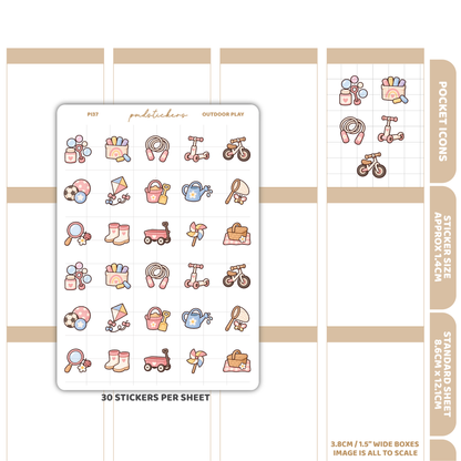 Outdoor Play Pocket Icon Stickers | Planner Stickers | PI37