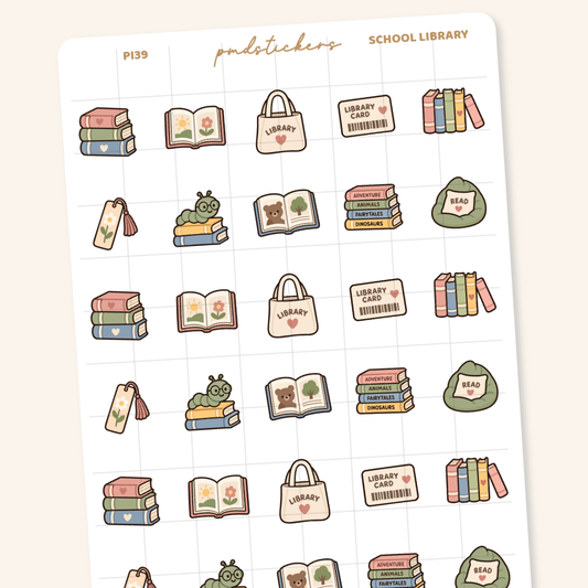 School Library Pocket Icon Stickers | Planner Stickers | PI39