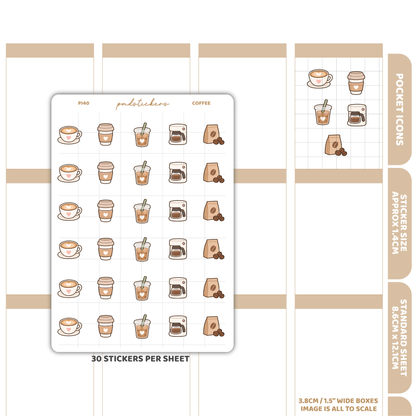 Coffee Pocket Icon Stickers | Planner Stickers | PI40