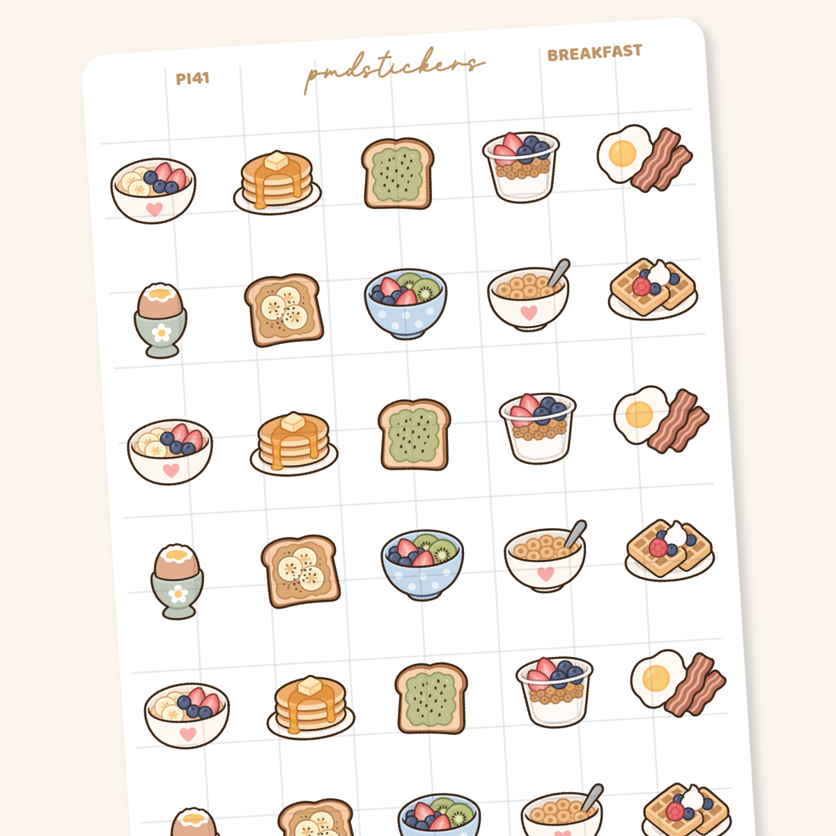 Breakfast Pocket Icon Stickers | Planner Stickers | PI41