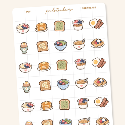 Breakfast Pocket Icon Stickers | Planner Stickers | PI41