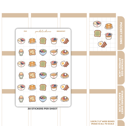 Breakfast Pocket Icon Stickers | Planner Stickers | PI41