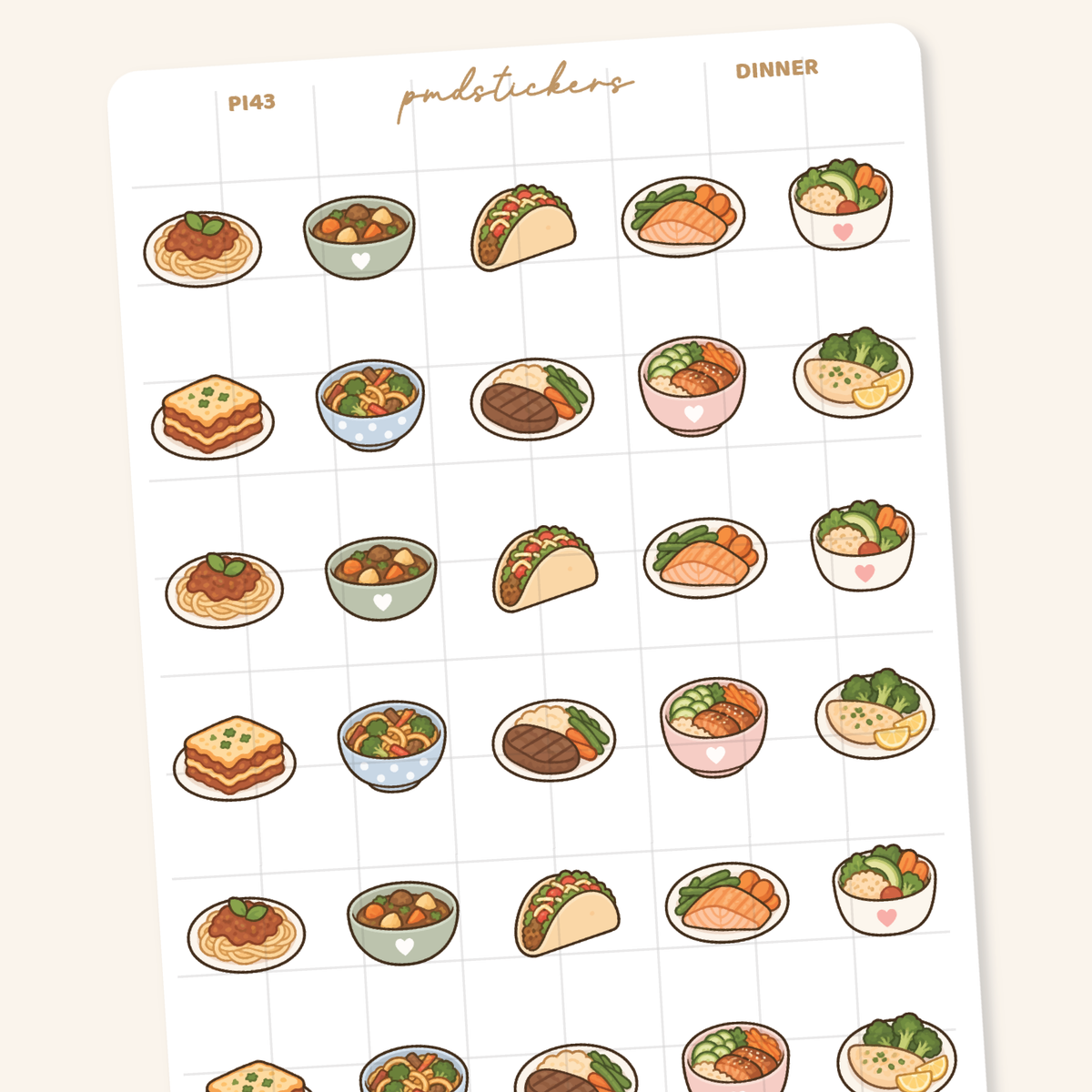 Dinner Pocket Icon Stickers | Planner Stickers | PI43