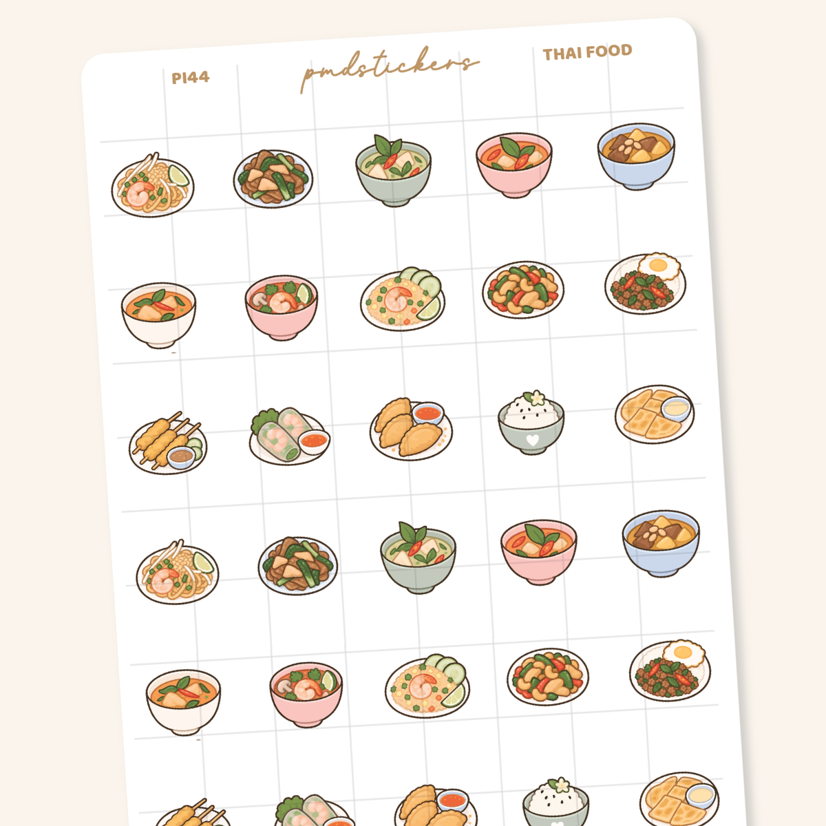 Thai Food Pocket Icon Stickers | Planner Stickers | PI44