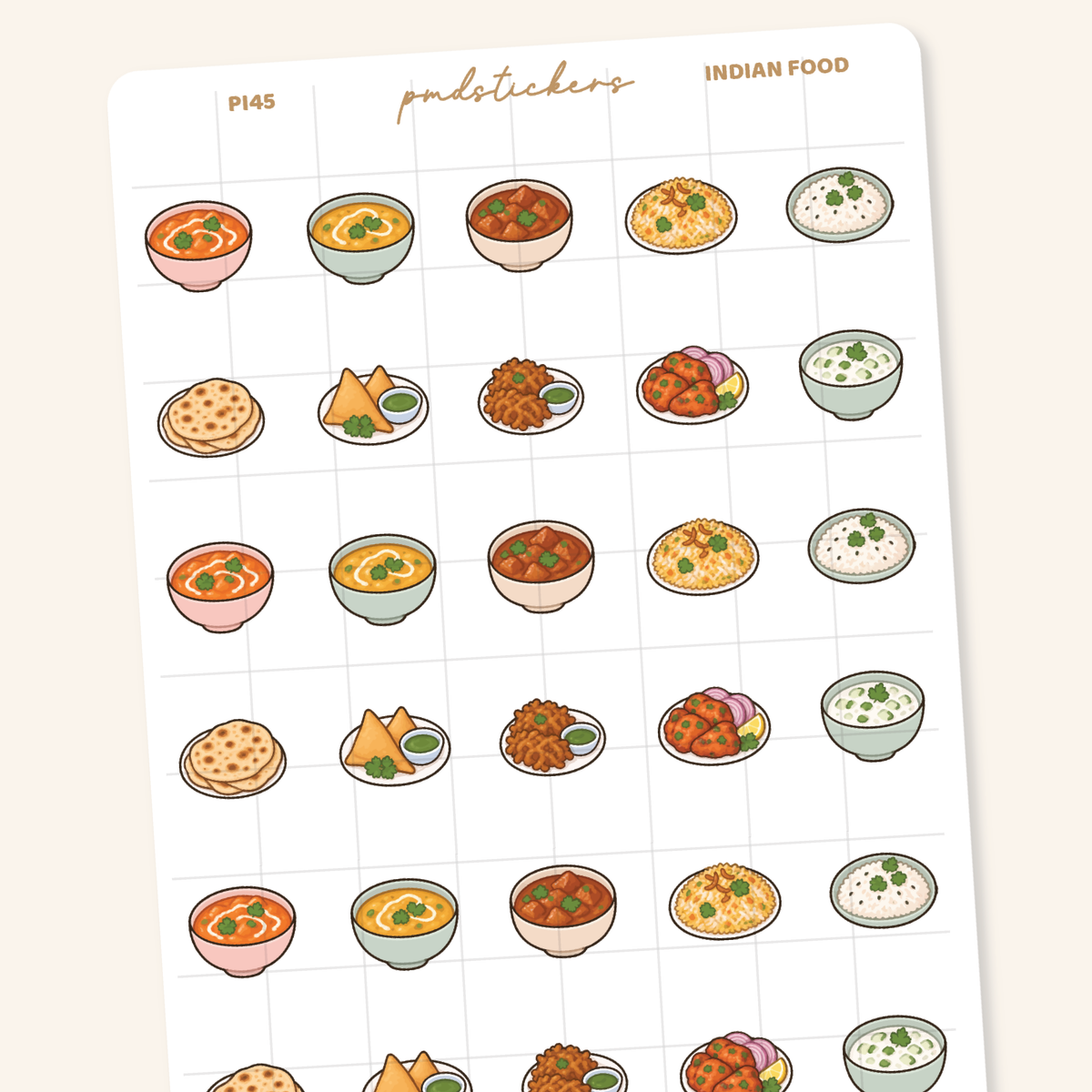 Indian Food Pocket Icon Stickers | Planner Stickers | PI45