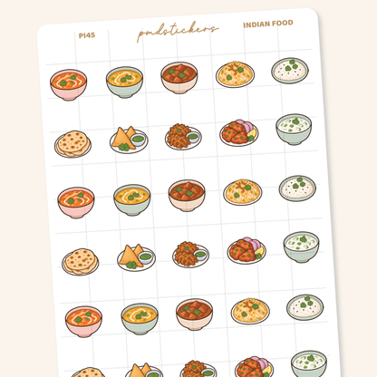 Indian Food Pocket Icon Stickers | Planner Stickers | PI45