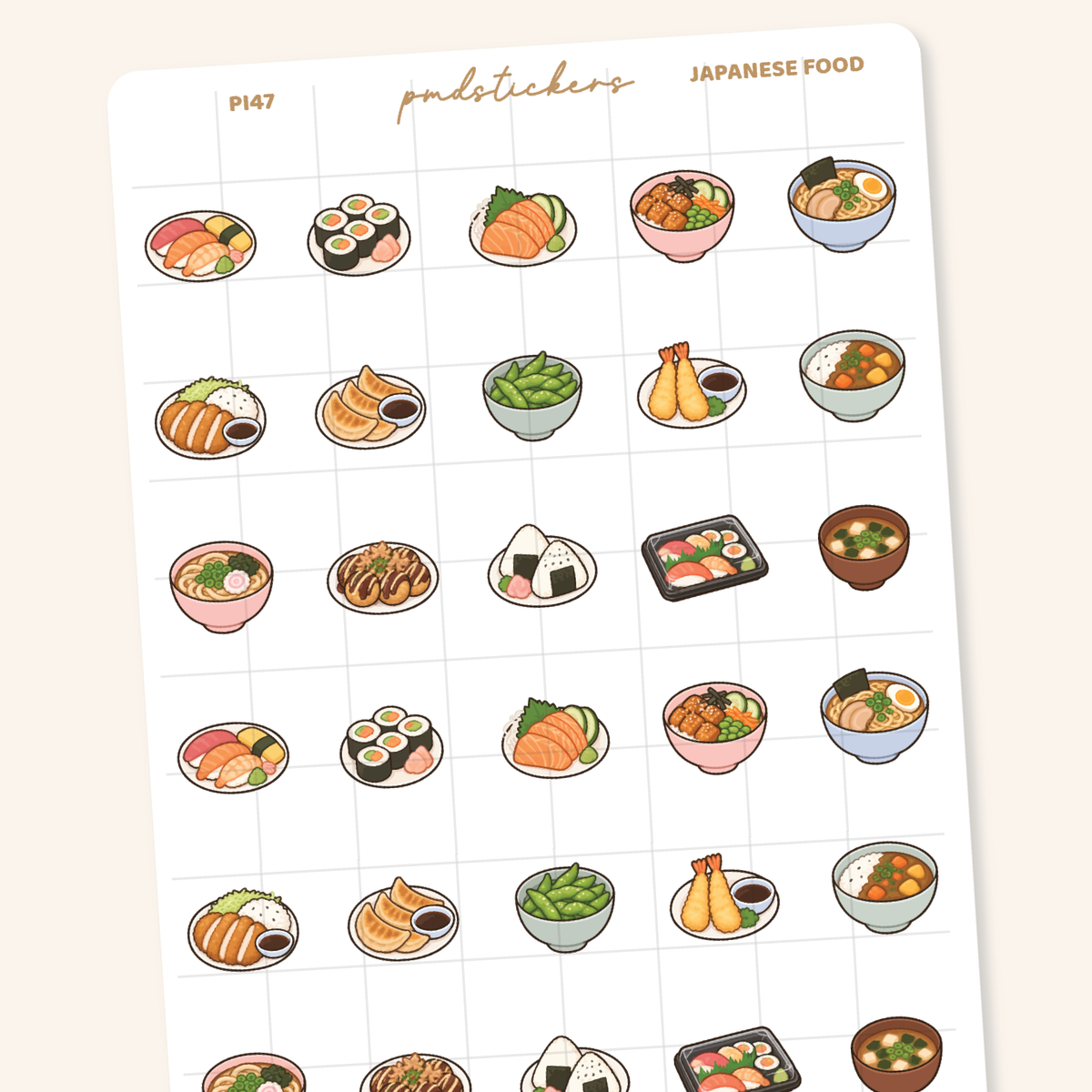 Japanese Food Pocket Icon Stickers | Planner Stickers | PI47