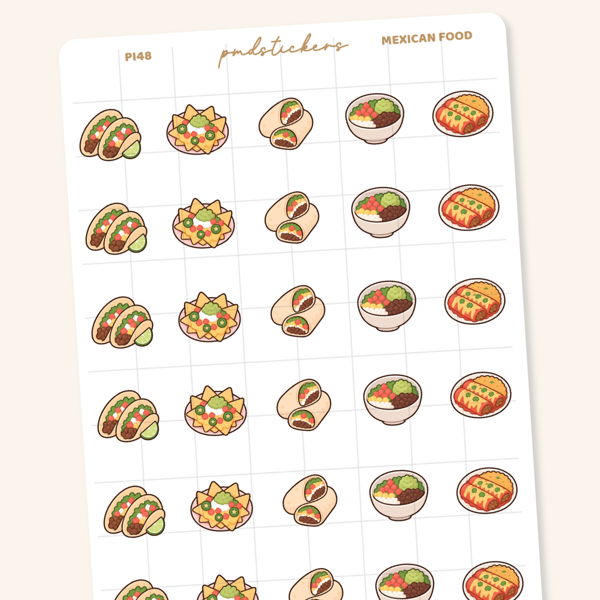 Mexican Food Pocket Icon Stickers | Planner Stickers | PI48
