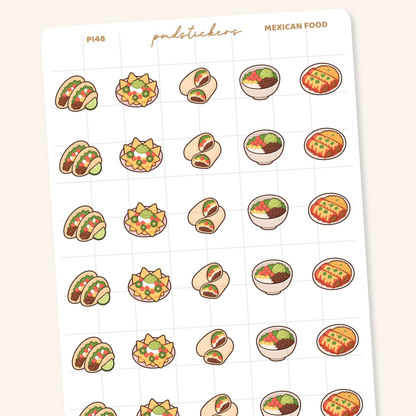 Mexican Food Pocket Icon Stickers | Planner Stickers | PI48