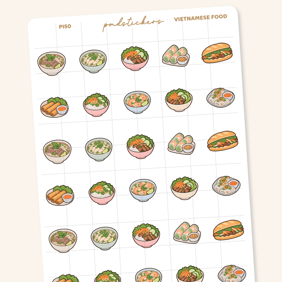 Vietnamese Food Pocket Icon Stickers | Planner Stickers | PI50