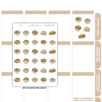 Vietnamese Food Pocket Icon Stickers | Planner Stickers | PI50