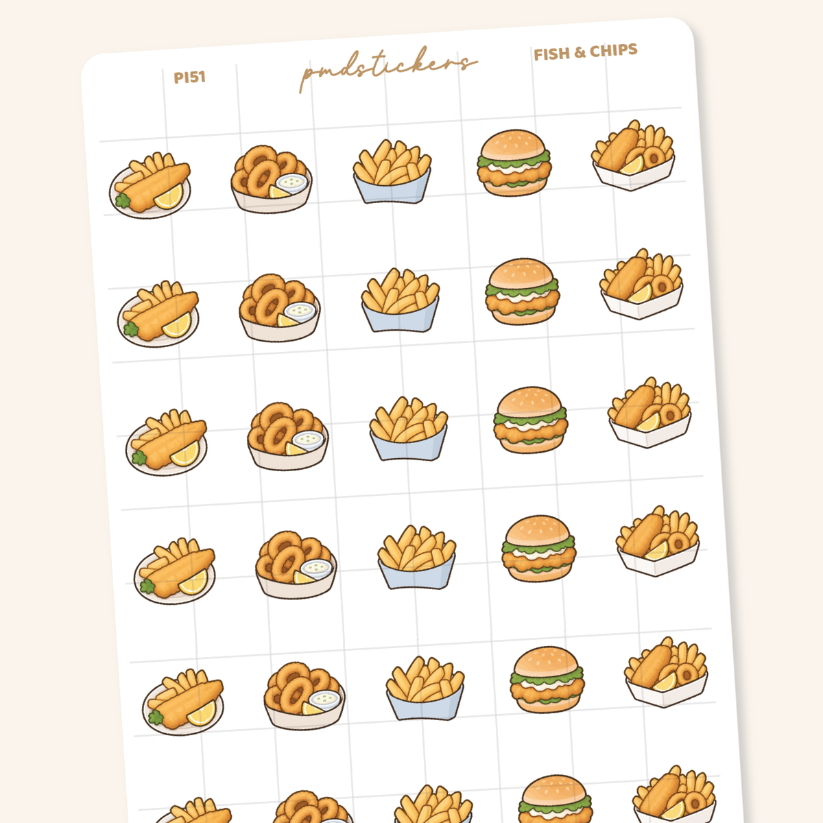 Fish & Chips Pocket Icon Stickers | Planner Stickers | PI51