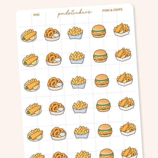Fish & Chips Pocket Icon Stickers | Planner Stickers | PI51
