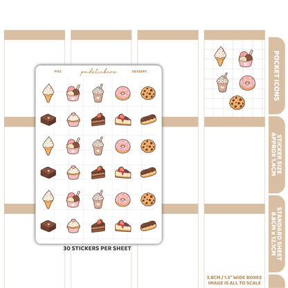Dessert Pocket Icon Stickers | Planner Stickers | PI52