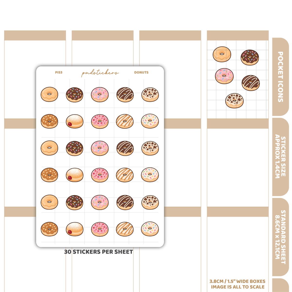 Donut Pocket Icon Stickers | Planner Stickers | PI53