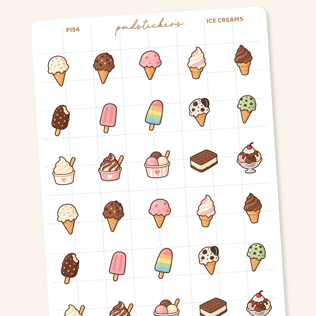 Ice Cream Pocket Icon Stickers | Planner Stickers | PI54