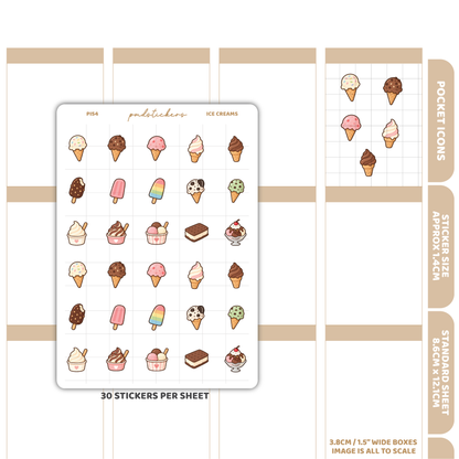Ice Cream Pocket Icon Stickers | Planner Stickers | PI54