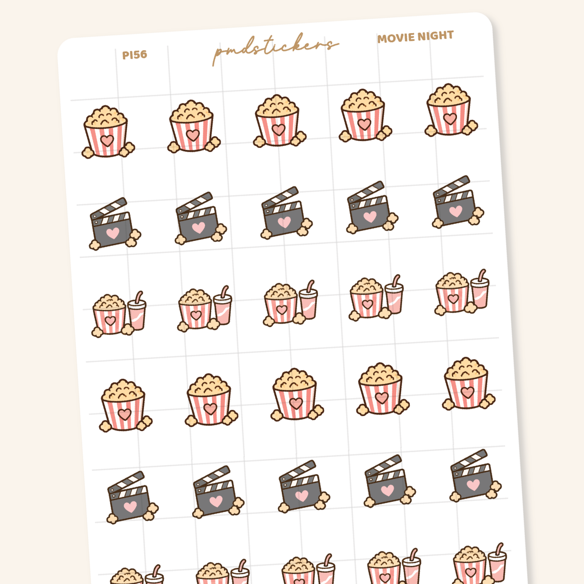 Movie Night Pocket Icon Stickers | Planner Stickers | PI56