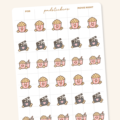 Movie Night Pocket Icon Stickers | Planner Stickers | PI56