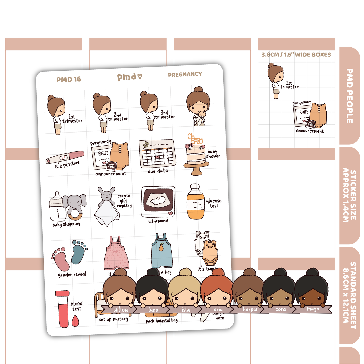 Pregnancy Stickers | PMD People Planner Stickers | PMD16