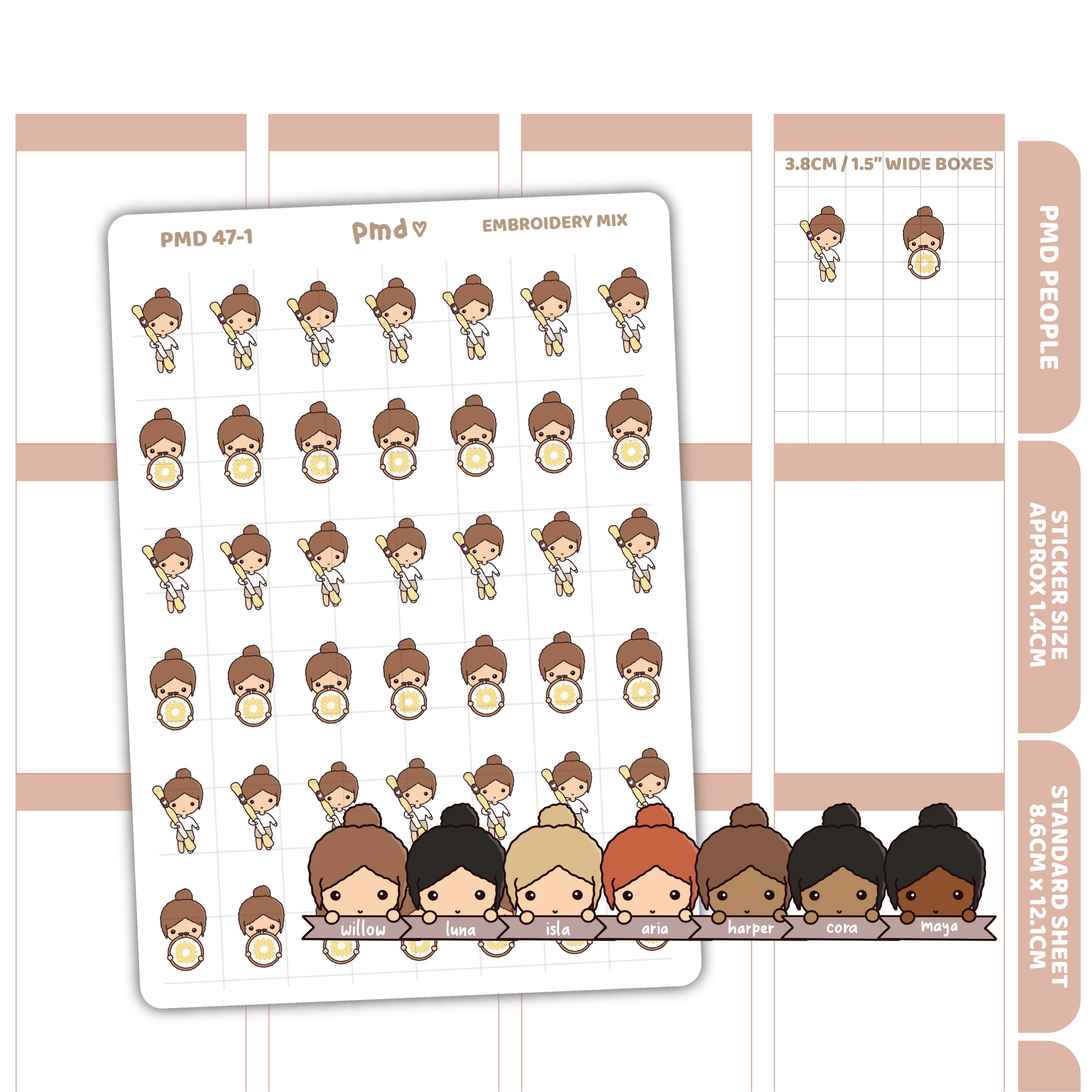 Embrodiery Stickers | PMD People Planner Stickers | PMD47 – PMD Stickers