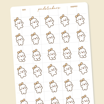 Happy Sprout Character Stickers | Planner Stickers | S01