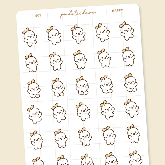 Happy Sprout Character Stickers | Planner Stickers | S01