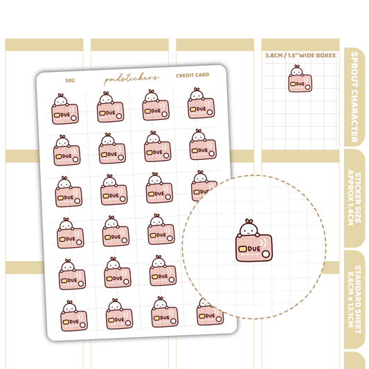 Credit Card Sprout Character Stickers | Planner Stickers | S02