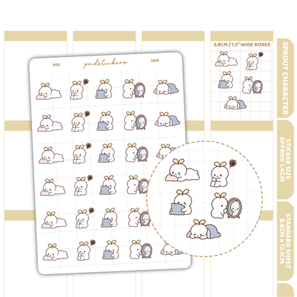 Sad Sprout Character Stickers | Planner Stickers | S02